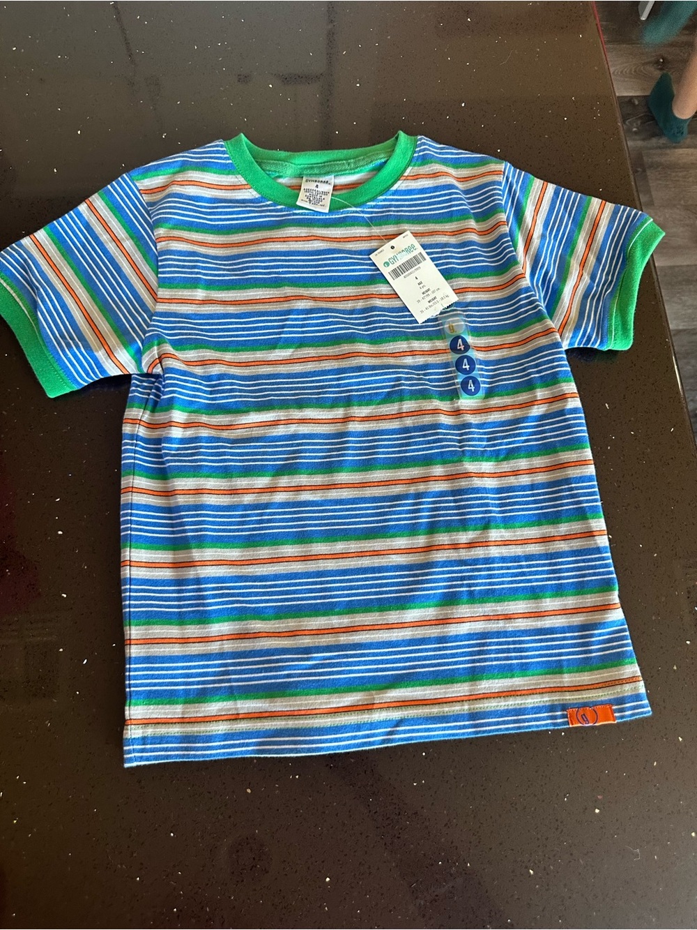 Gymboree Multicolor Striped Short-Sleeve Tee with Green Trim
